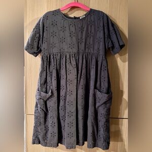 Girls' Eyelet Pocket Casual Dress - Gray, 100% Cotton